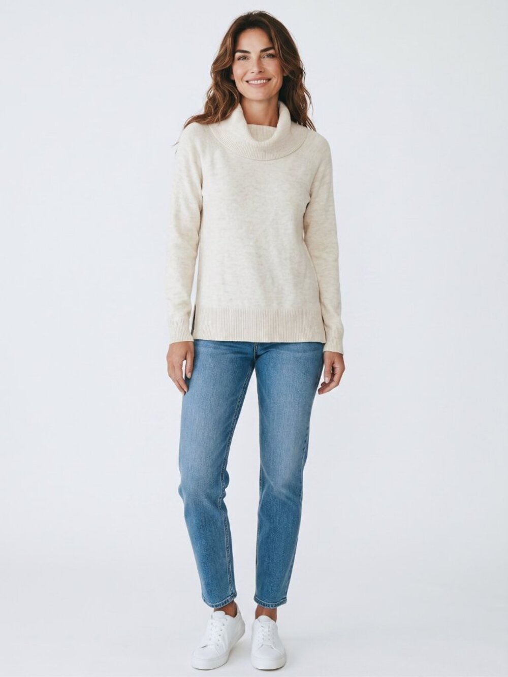 Gap Cream Cowl Neck Drop Shoulder Soft Knit Sweater